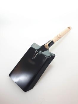 Kohleschaufel Metall schmal, schwarz mit Holzgriff